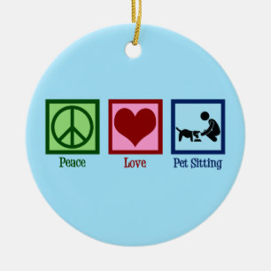 Peace Liebe Haustier Sitzender Hundewanderdienst Keramik Ornament