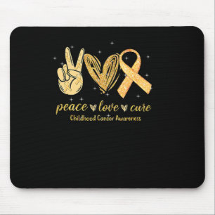 Peace Liebe heilen Kinderkrebs-Bewusstsein Gold Ri Mousepad