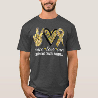 Peace Liebe heilen Kinderkrebs-Bewusstsein Gold Ri T-Shirt