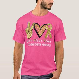 Peace Liebe heilen Kinderkrebs-Bewusstsein Gold Ri T-Shirt