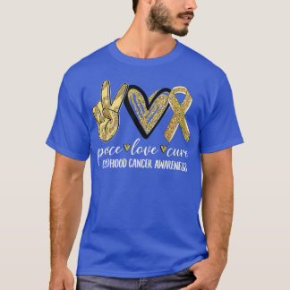 Peace Liebe heilen Kinderkrebs-Bewusstsein Gold Ri T-Shirt