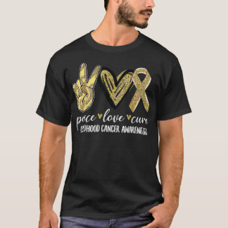 Peace Liebe heilen Kinderkrebs-Bewusstsein Gold Ri T-Shirt