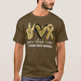 Peace Liebe heilen Kinderkrebs-Bewusstsein Gold Ri T-Shirt