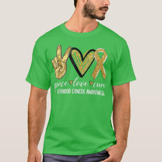 Peace Liebe heilen Kinderkrebs-Bewusstsein Gold Ri T-Shirt
