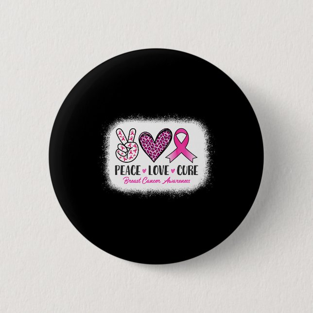 Peace Liebe Heilen Leoparden Brustkrebs Bewusstsei Button (Vorderseite)