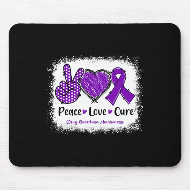 Peace Liebe heilen Medikamentenüberdosierung Lila  Mousepad (Vorne)