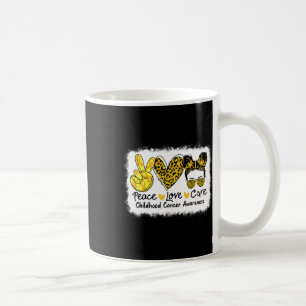 Peace Liebe heilen Messy Bun Childhood Cancer Awar Kaffeetasse