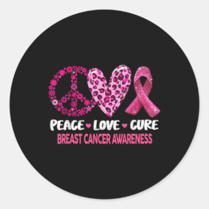 Peace Liebe heilen rosa Ribbon Brustkrebs-Auszeich Runder Aufkleber