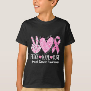Peace Liebe heilen rosa Ribbon Brustkrebs-Auszeich T-Shirt