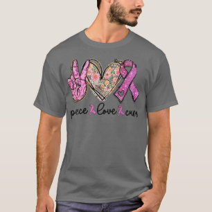 Peace Liebe heilen rosa Ribbon Brustkrebs-Auszeich T-Shirt