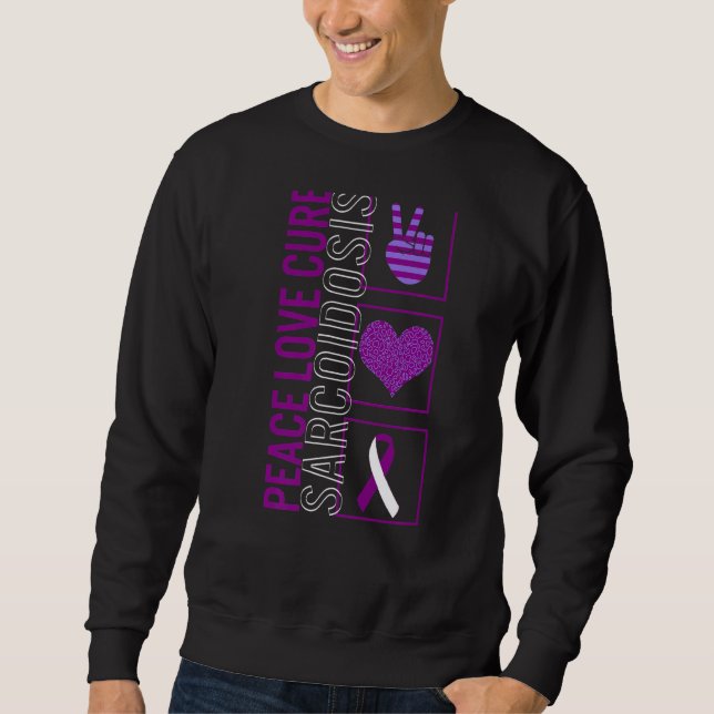 Peace Liebe heilen Sarcoidose Awareness Ribbon War Sweatshirt (Vorderseite)