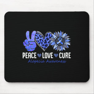 Peace Liebe heilt Alopezie Awareness Blue Sonnenbl Mousepad