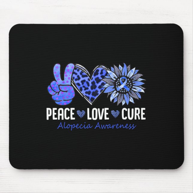 Peace Liebe heilt Alopezie Awareness Blue Sonnenbl Mousepad (Vorne)