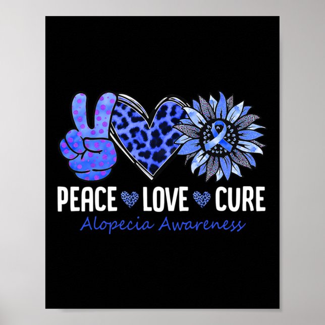 Peace Liebe heilt Alopezie Awareness Blue Sonnenbl Poster (Vorne)
