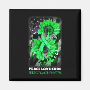 Peace Liebe heilt Bile Duct Cancer Awareness Sunfl Magnet