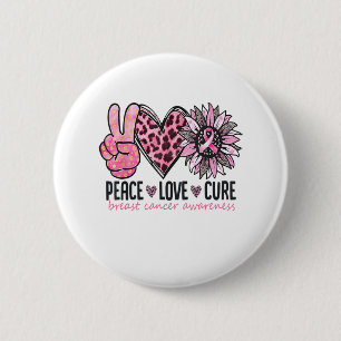 Peace Liebe heilt Brustkrebs-Bewusstsein Ribbon Su Button