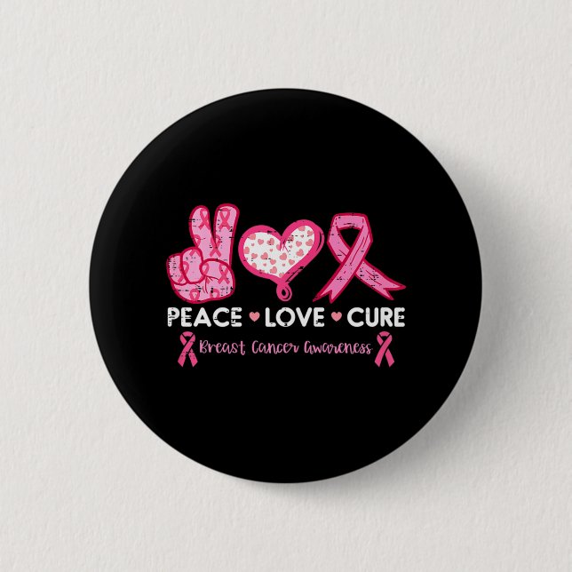 Peace Liebe heilt Brustkrebs-Bewusstseinsforschung Button (Vorderseite)