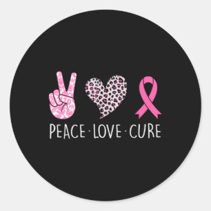 Peace Liebe heilt Herz rosa Ribbon Brustkrebs Aw Runder Aufkleber