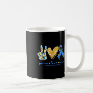 Peace Liebe heilt Ribbon Colon Cancer Awareness Su Kaffeetasse