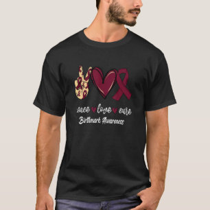 Peace Liebe Heilung Birthmark Burgundy Ribbon Awar T-Shirt