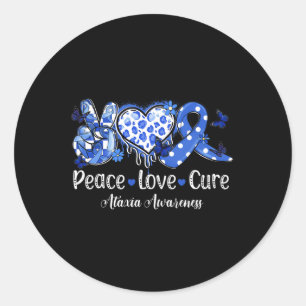 Peace Liebe Heilung Blue Ribbon Ataxie Bewusstsein Runder Aufkleber