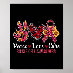 Peace Liebe Heilung Burgunder Ribbon Sickle Cell A Poster