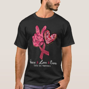Peace Liebe Heilung Burgunder Ribbon Sickle Cell A T-Shirt
