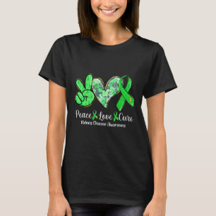 Peace Liebe Heilung der grünen Ribbon Nierenerkran T-Shirt