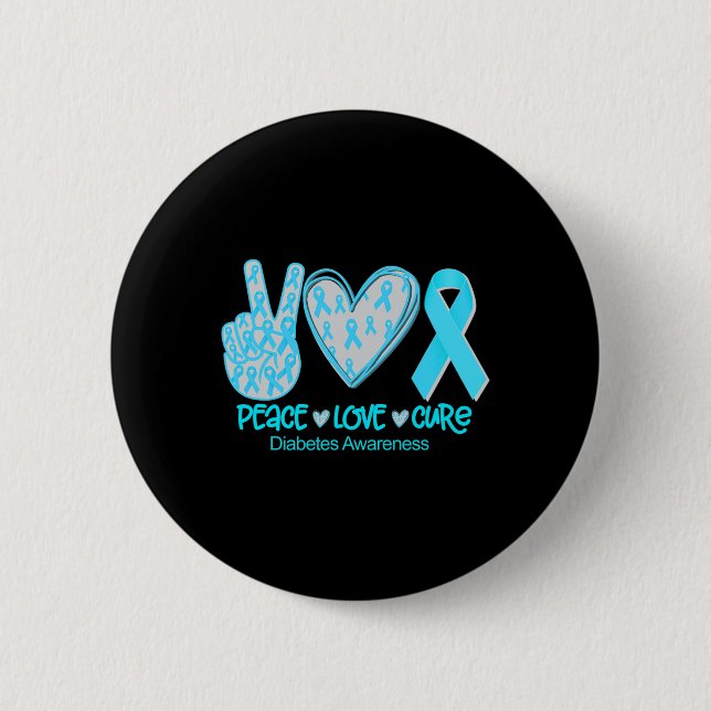 Peace Liebe Heilung Diabetes Awareness Geschenk Button (Vorderseite)