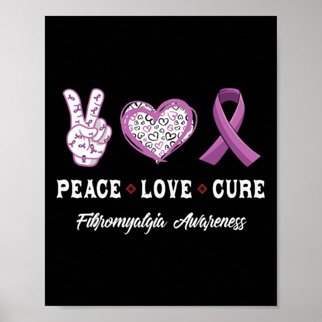 Peace Liebe Heilung Fibromyalgie Bewusstsein Männe Poster (Vorne)