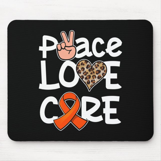 Peace Liebe Heilung Orange Ribbon Leukämie Bewusst Mousepad (Vorne)