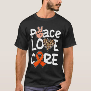 Peace Liebe Heilung Orange Ribbon Leukämie Bewusst T-Shirt
