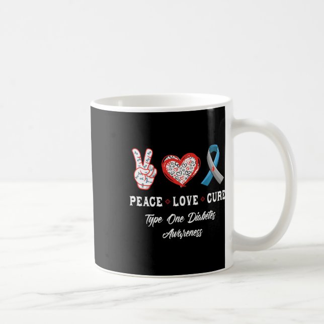 Peace Liebe Heilung Typ 1 Diabetes Bewusstsein Män Kaffeetasse (Rechts)