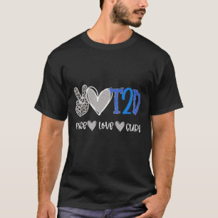 Peace Liebe Heilung Typ Zwei Diabetes Bewusstsein T-Shirt
