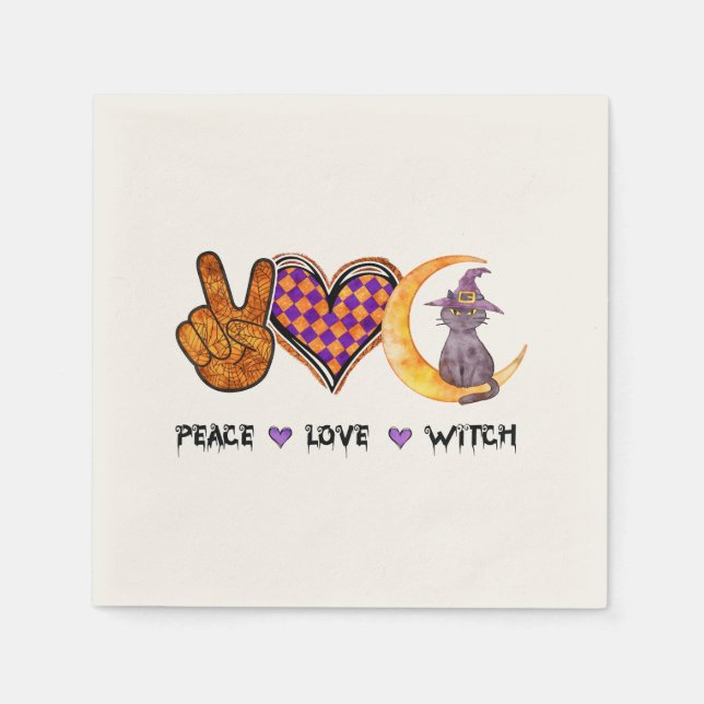 Peace Liebe Hexe - Halloween-Design Serviette (Vorderseite)
