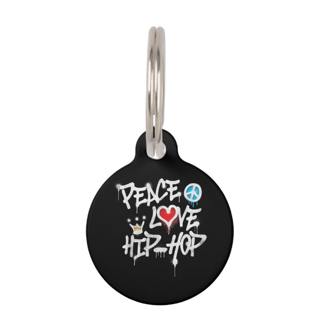 Peace Liebe Hip Hop Dancing Haustiermarke (Vorderseite)