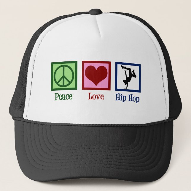 Peace Liebe Hip Hop Truckerkappe (Vorderseite)