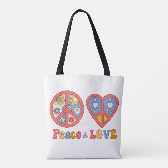 PEACE & LIEBE HIPPIE-TASCHE (Rückseite)