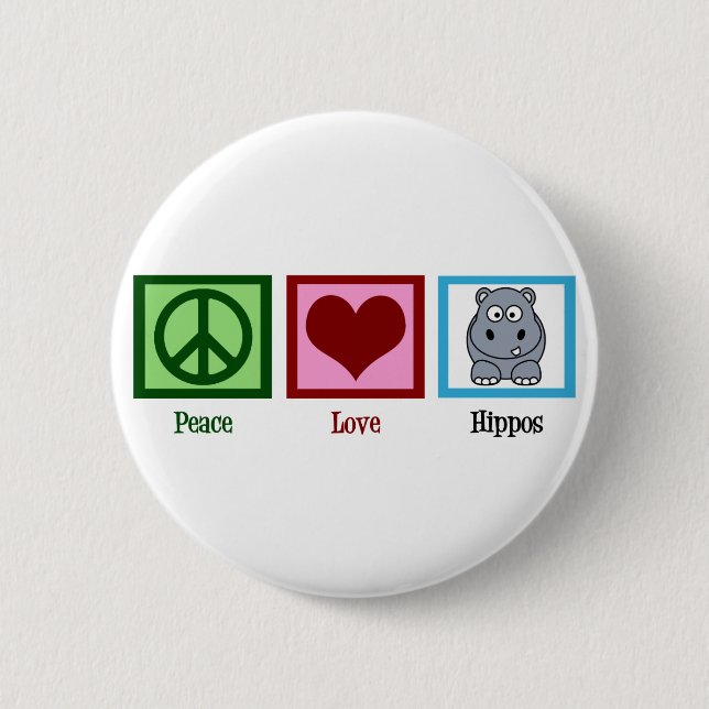 Peace Liebe Hippos Button (Vorderseite)
