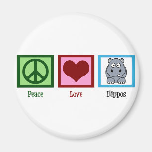 Peace Liebe Hippos Magnet