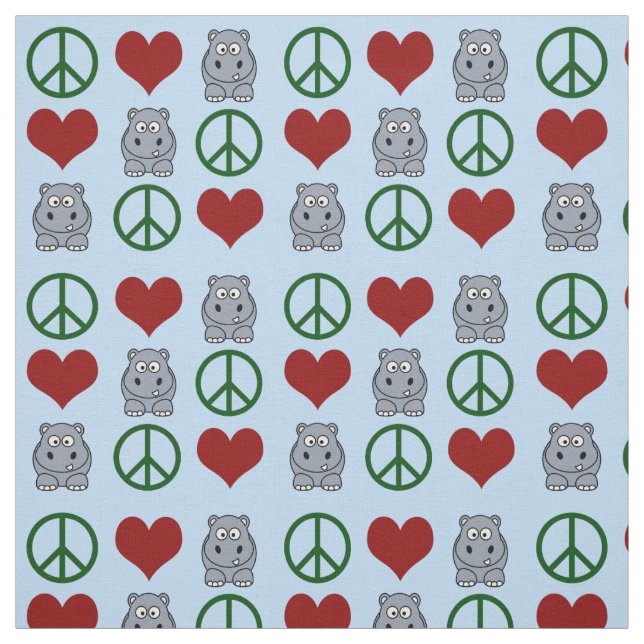 Peace Liebe Hippos Niedliches Hippo-Muster Stoff (Muster)