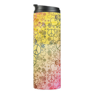 Peace Liebe Hippy Symbol Design Thermosbecher