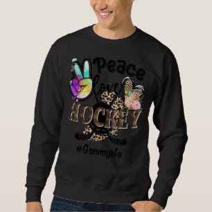 Peace Liebe Hockey Gammy Life Mama Oma Leopard Sweatshirt
