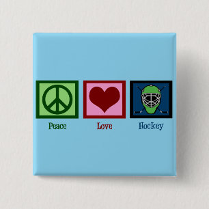 Peace Liebe Hockey (Goalie Mask) Niedlich Button