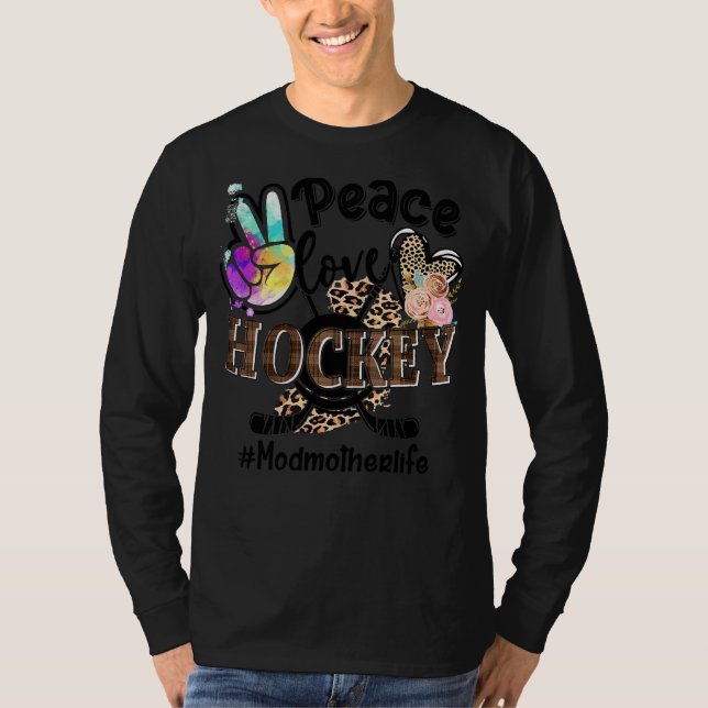 Peace Liebe Hockey Modmutter Life Mama Oma Leopa T-Shirt (Vorderseite)