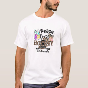 Peace Liebe Hockey Mother Life Mama Oma Leopard T-Shirt