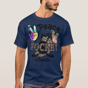 Peace Liebe Hockey Oma Life Mama Oma Leopard T-Shirt