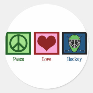 Peace Liebe Hockey Runder Aufkleber