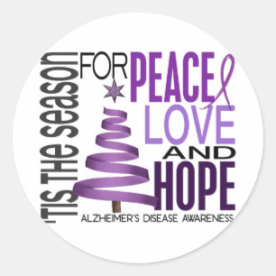 Peace Liebe Hoffnung Alzheimer-Weihnachtskrankheit Runder Aufkleber