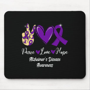 Peace Liebe Hoffnung Lila Ribbon-Alzheimer-Krankhe Mousepad